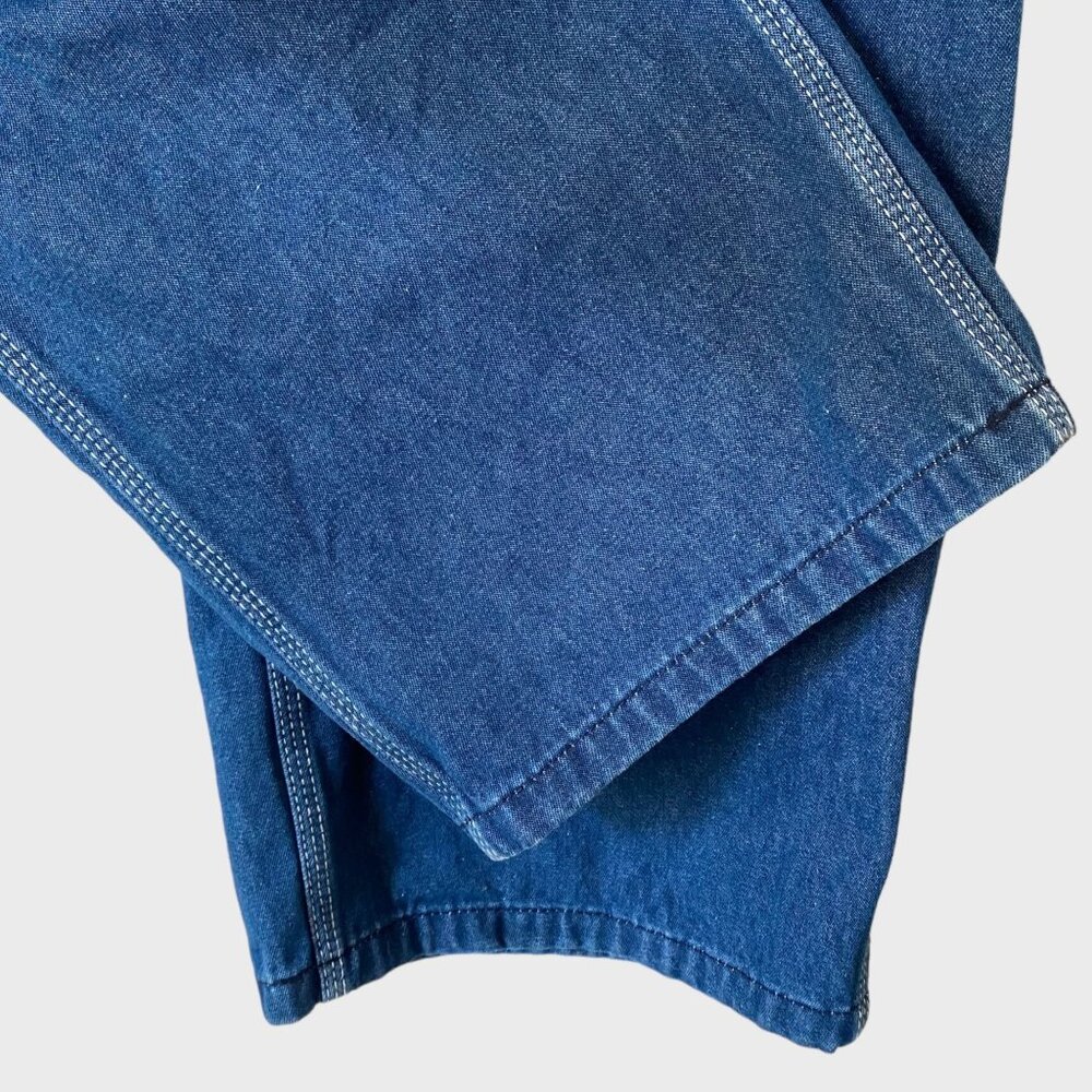 Liberty Stonewashed Denim Bib Overalls Blue Men's Size 38X30 Carpenter Workwear - Picture 11 of 13